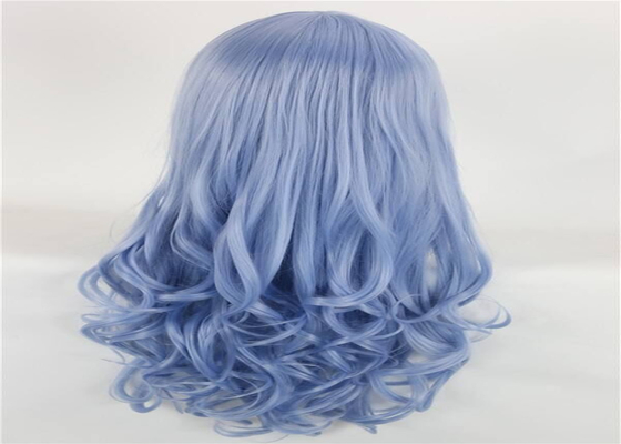 Blue Color Full Lace Remy Hair Wigs  With Deep Wave Curly Hair Extensions